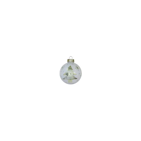12 Boules de Noël blanches déco or