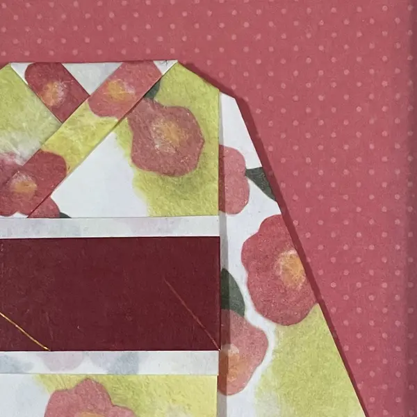 Cadre déco origami kimono fleurs naïves