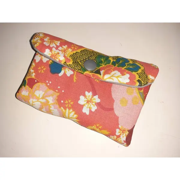 Pochette homéopathie tubes granules médicaments pharmacie housse tissu orangé fleurs japonaises anais