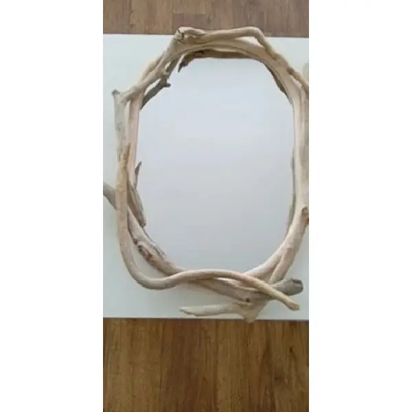 Grand miroir ovale en bois flotté 55x44 cm