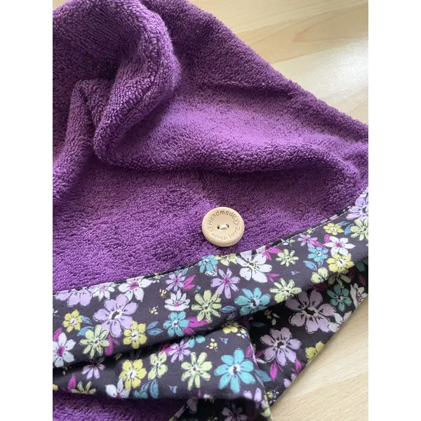 Serviette de tête - serviette turban pour cheveux en éponge coton violet