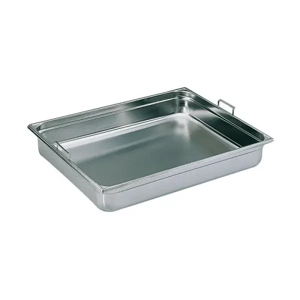 bac gastronorme plein inox - avec anses escamotables - GN 2/1 profondeur 20 cm