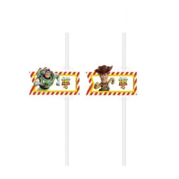 4 Pailles Médaillon en Papier - Toy Story 4