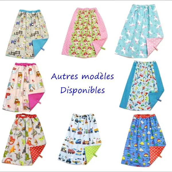 Serviette de table enfant, avec élastique, cantine maternelle, motifs petites chouettes