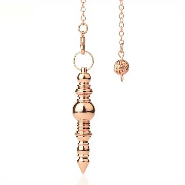 1 pendule égyptien isis bâton en métal - doré rose - pendentif égyptien - pendule divinatoire - avec chaîne dorée (pm-egi11)