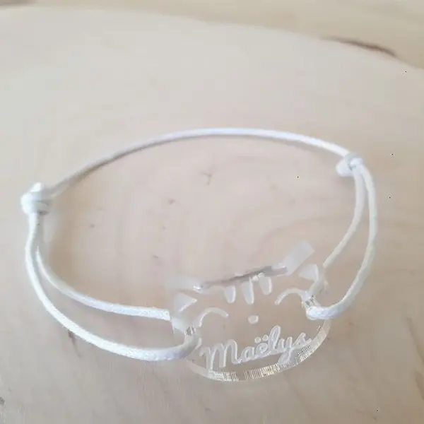 Bracelet gravé enfant personnalisable Chat