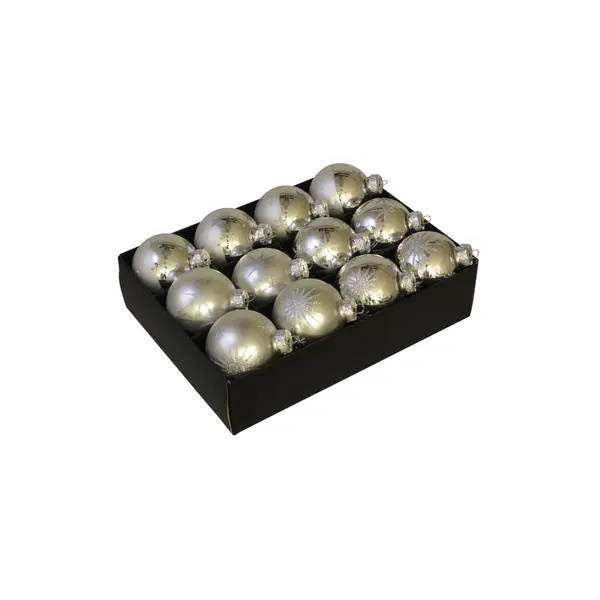 12 Boules de Noël argentées étoilées