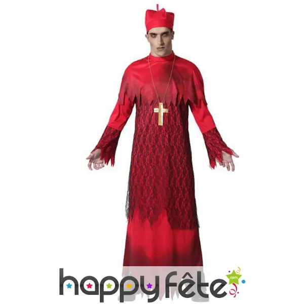 Déguisement rouge de prêtre fantôme pour adulte