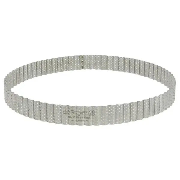 Cercle à tarte cannelé et perforé inox H 3 cm De Buyer