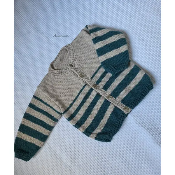 Gilet bébé 12 mois tricoté main en laine phildar caresse