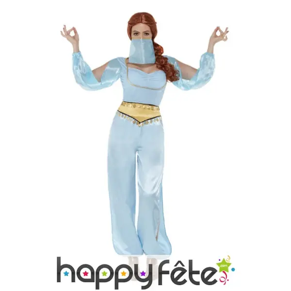 Costume de danseuse orientale bleu pour femme