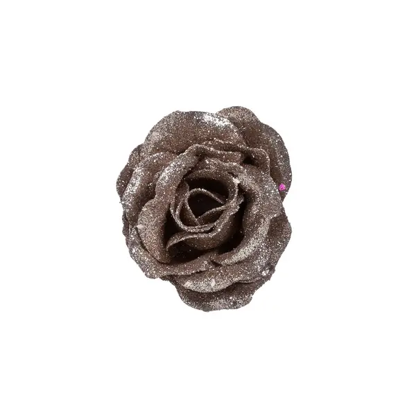 Rose vieux rose à paillettes sur clip