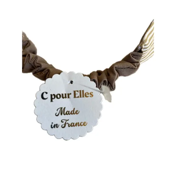 Bandeau cheveux rayé beige et blanc