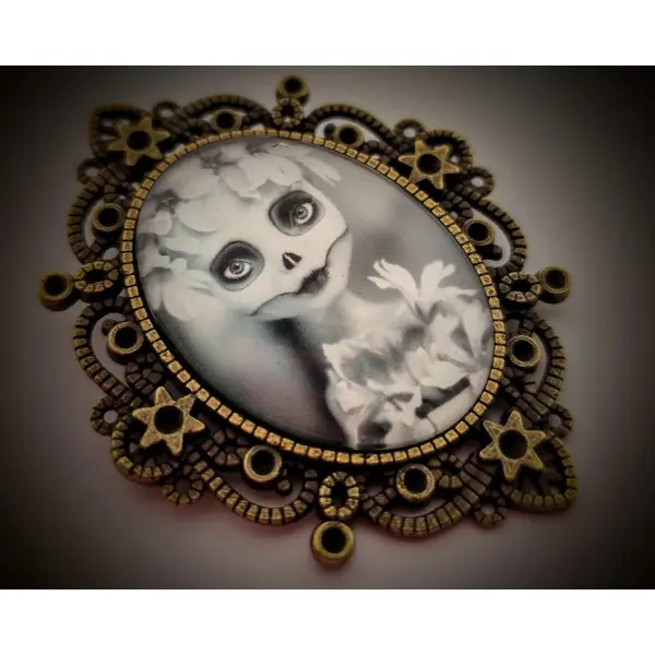 Broche catrina féminin mexicain - portrait gothique romantique.