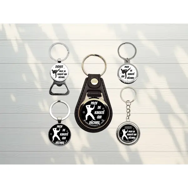 Porte-clés karaté personnalisé – cadeau professeur / sensei – idée cadeau coach sport
