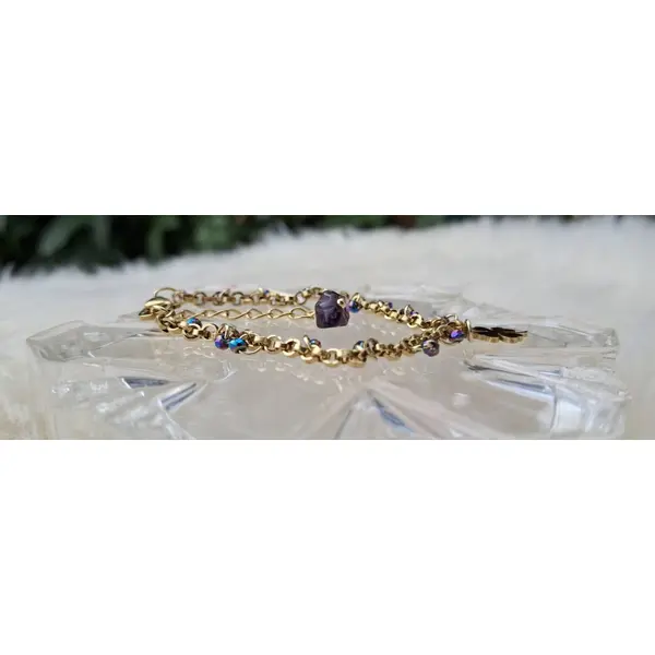 Bracelet porte-bonheur "trèfle & améthyste"