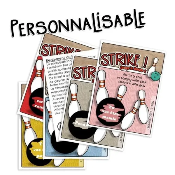 Ticket à gratter Jeu "Strike" personnalisé avec message de votre choix Recto/verso|annonce grossesse