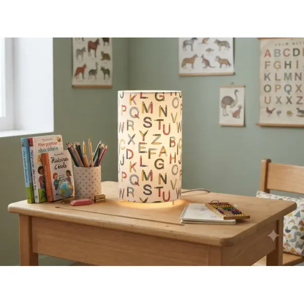 Lampe enfant alphabet – lampe de chevet colorée, décoration chambre bébé, bureau et salle de jeux