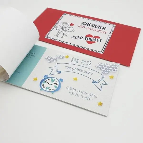 Chéquier des amoureux personnalisable- Cadeau original pour son amoureux(se) !