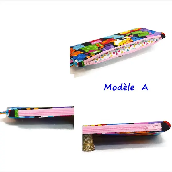 Trousse pour crayons ou pochette pour sac à main, motifs petits chats colorés