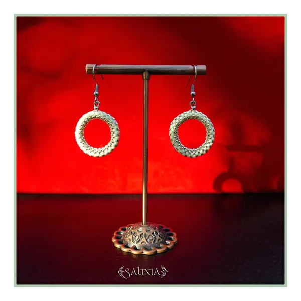 Boucles d'oreilles anneaux tissés à l'aiguille perles de verre japonaises crochets ou dormeuses acier inoxydable (#bo1007)