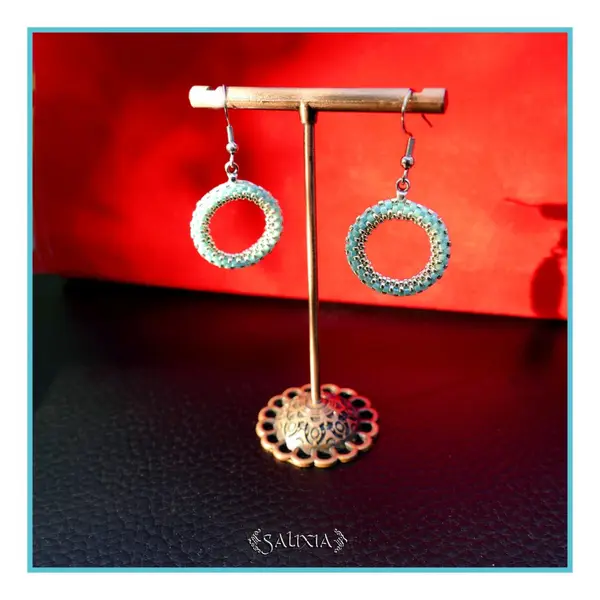 Boucles d'oreilles anneaux tissés à l'aiguille perles de verre japonaises crochets ou dormeuses acier inoxydable (#bo1005)