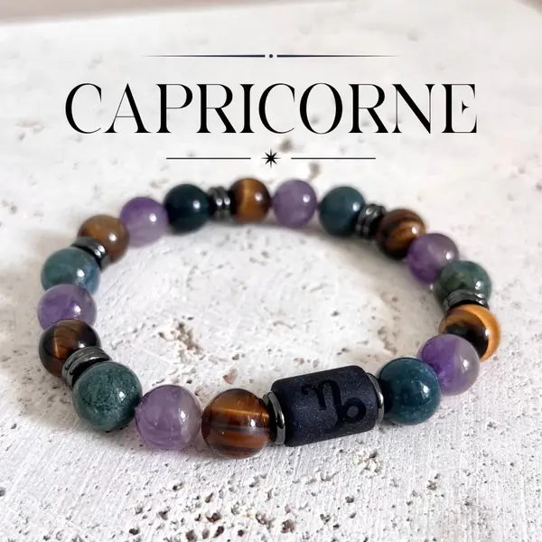Bracelet capricorne homme pierres naturelles