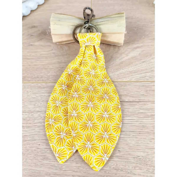 Porte-clé / bijou de sac en tissu "riad" jaune