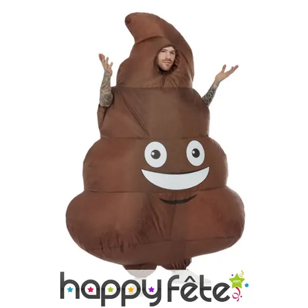 Combinaison d'émoji caca gonflable pour adulte