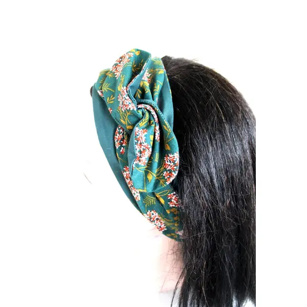 Bandeau cheveux rigide femme vert et orange