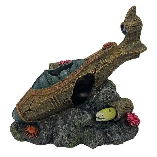 Décoration pour aquarium Jules Verne, Sous-marin S - 14,7x8,9x13,3cm