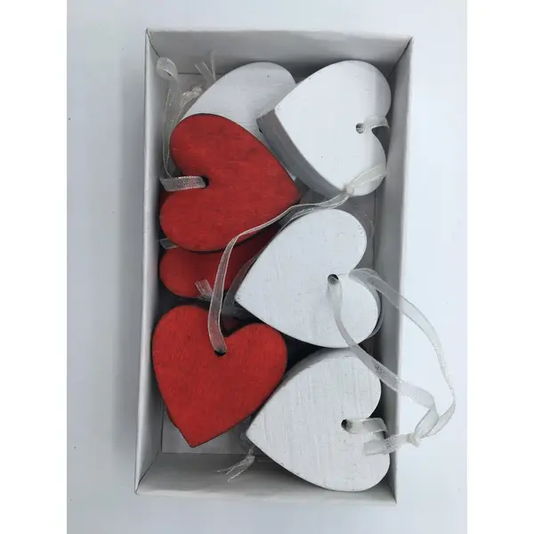 10 Suspensions coeur rouge et blanc