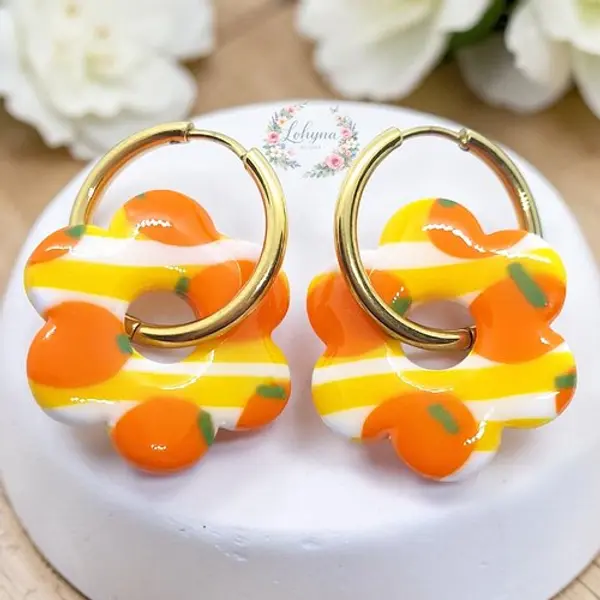 Boucles d'oreilles créoles interchangeables "orange"