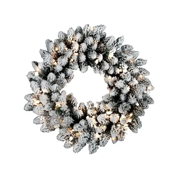 Couronne de Noël lumineuse enneigée