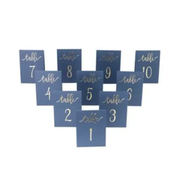 Marque-Tables 1 à 10 - Bleu Marine et Or