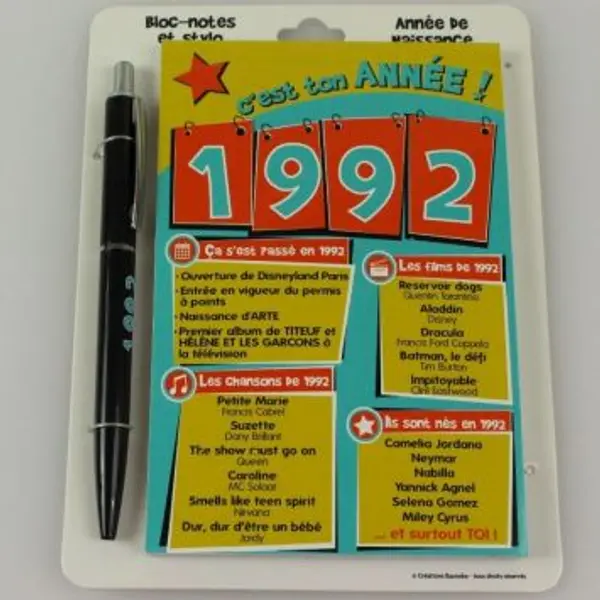Bloc-notes et Stylo Année de naissance 1967