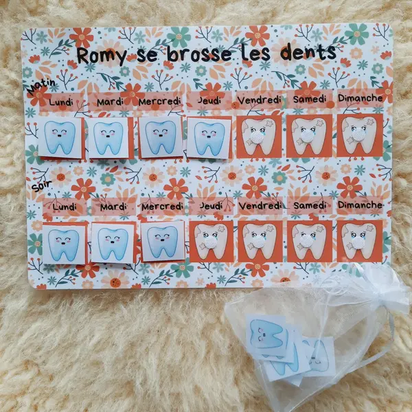 Je me brosse les dents ! tableau de motivation au brossage des dents pour les enfants personnalisable