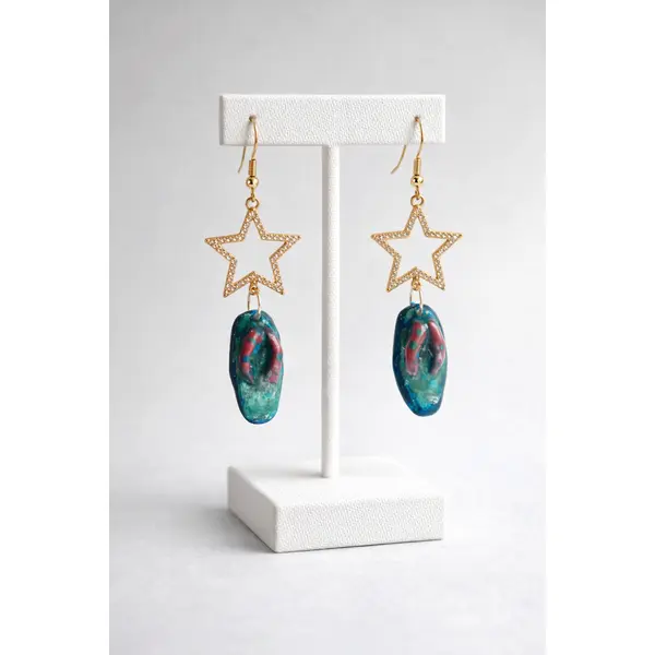 Boucles d'oreilles "étoile de mer & playa" – tongs artisanales et étoiles scintillantes