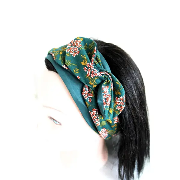 Bandeau cheveux rigide femme vert et orange
