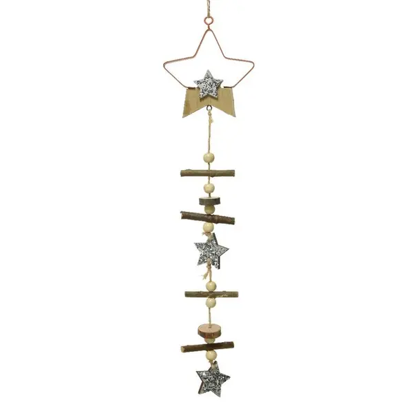 Suspension de Noël en bois : étoile multicolore - H.40cm