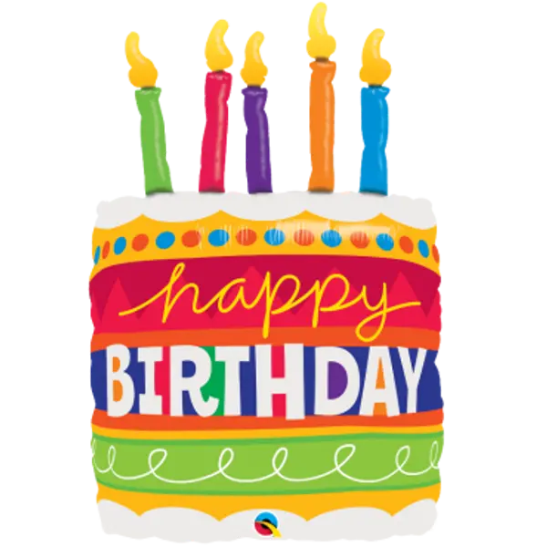 Ballon Métallique Hélium en forme de gâteau "Happy Birthday"