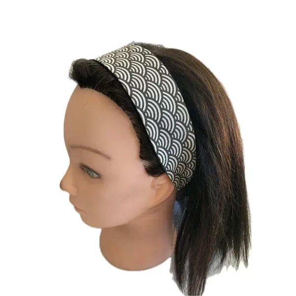 Bandeau cheveux femme éventails gris et blanc