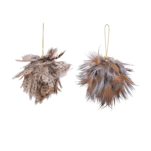 2 Boules brunes en plumes