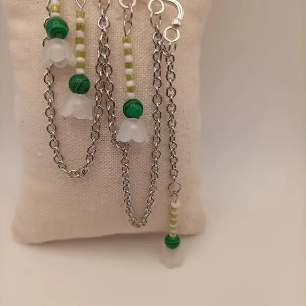 Tour d'oreille "fleur lotus vert" fantasy