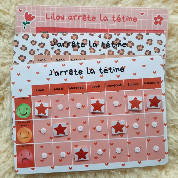 J'arrête la tétine ! tableau de motivation à l'arrêt de la tétine