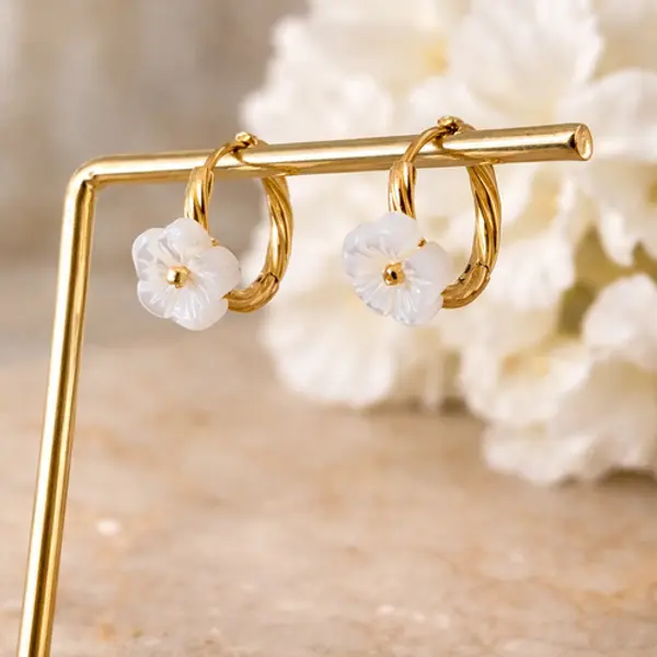 Boucles d’oreilles / créoles – mariée-nacréa
