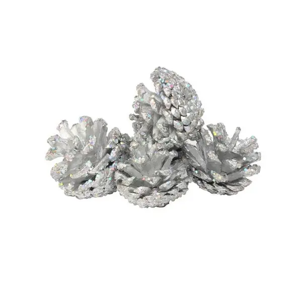 15 Pommes de Pins Argent - Décoration de table