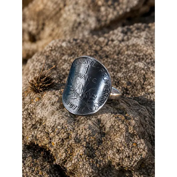 Bague pièce de monnaie 1 franc la semeuse
