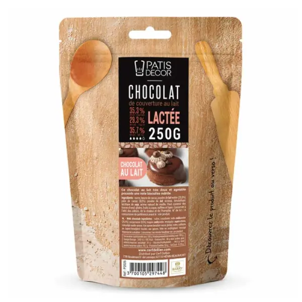 Chocolat de couverture lait Lactée - 35% de cacao - 250g