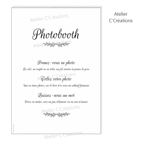 Affiche pour mariage, pancarte photobooth, décoration de mariage - affiche numérique à imprimer